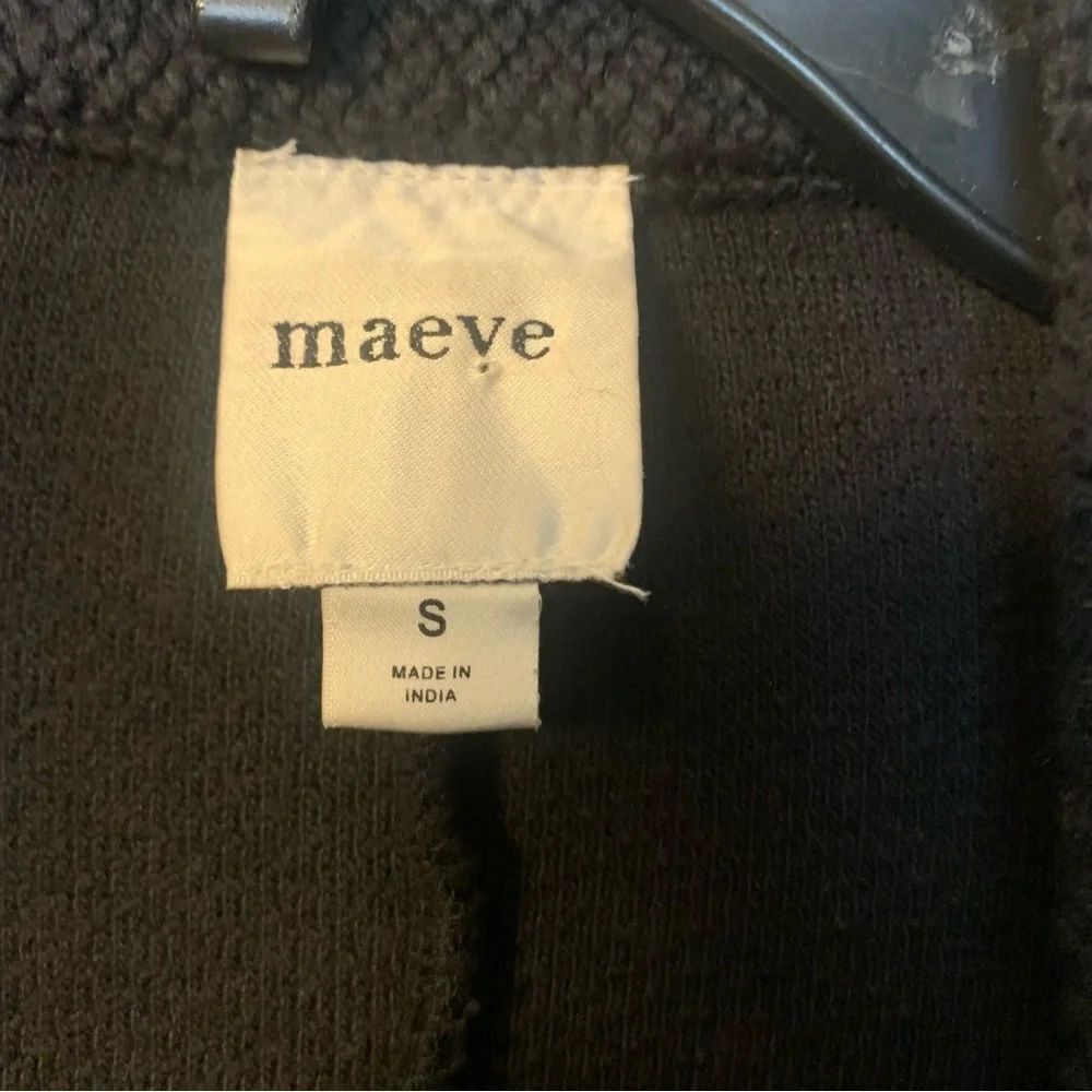 Anthropologie Maeve black knit blazer 100% Cotton Gold Button pockets Size Small - Picture 5 of 7